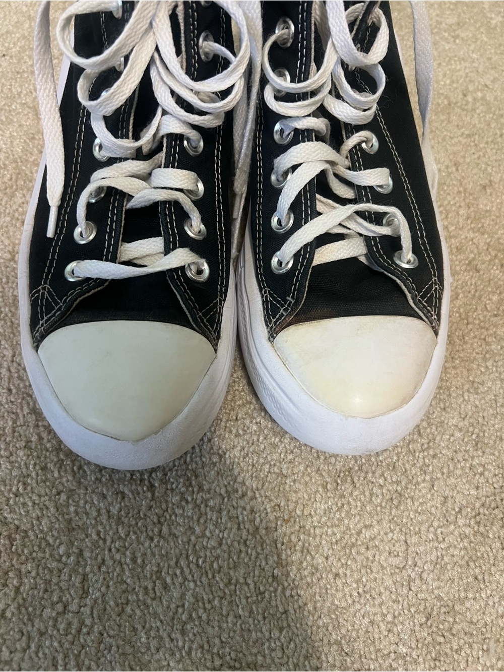 Converse women’s Black and White High-Top Platform Sneakers - Picture 4 of 8